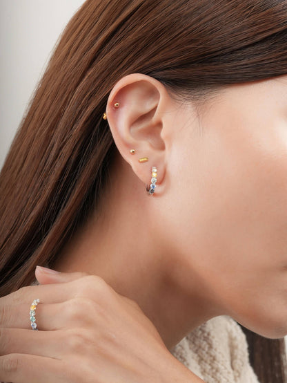 Beachside Moissanite Reversible Huggie Earrings S925 Silver Rhodium (1) – Mondays Made Flower & Birthstone Jewelry Singapore