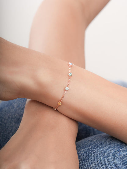 Beachside Moissanite Station Bracelet 18K Rose Gold (8) – Mondays Made Flower & Birthstone Jewelry Singapore