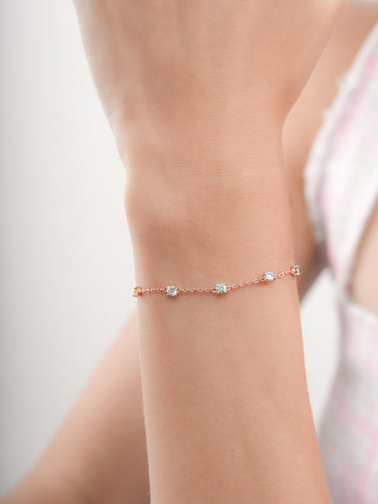 Beachside Moissanite Station Bracelet 18K Rose Gold (10) – Mondays Made Flower & Birthstone Jewelry Singapore