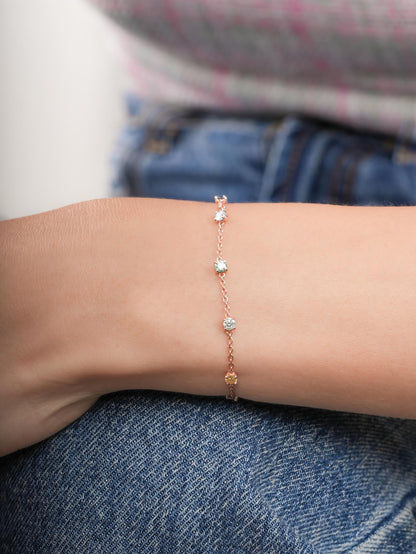 Beachside Moissanite Station Bracelet 18K Rose Gold (9) – Mondays Made Flower & Birthstone Jewelry Singapore
