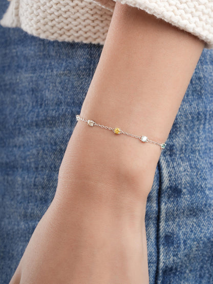 Beachside Moissanite Station Bracelet S925 Silver Rhodium (9) – Mondays Made Flower & Birthstone Jewelry Singapore