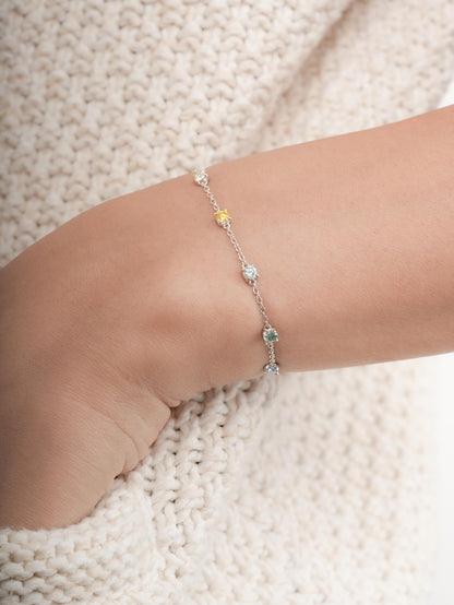 Beachside Moissanite Station Bracelet S925 Silver Rhodium (7) – Mondays Made Flower & Birthstone Jewelry Singapore