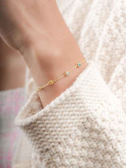 Beachside Moissanite Station Bracelet 18K Gold (10) – Mondays Made Flower & Birthstone Jewelry Singapore