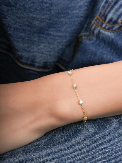 Beachside Moissanite Station Bracelet 18K Gold (9) – Mondays Made Flower & Birthstone Jewelry Singapore