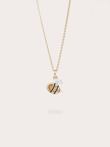 Bee Necklace 18K Gold (1) – Mondays Made Flower & Birthstone Jewelry Singapore