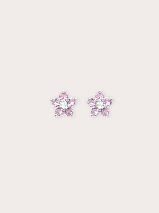 Blush Blossom Stud Earrings S925 Silver Rhodium (1) – Mondays Made Flower & Birthstone Jewelry Singapore