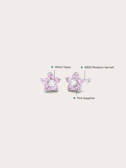 Blush Blossom Stud Earrings S925 Silver Rhodium (4) – Mondays Made Flower & Birthstone Jewelry Singapore