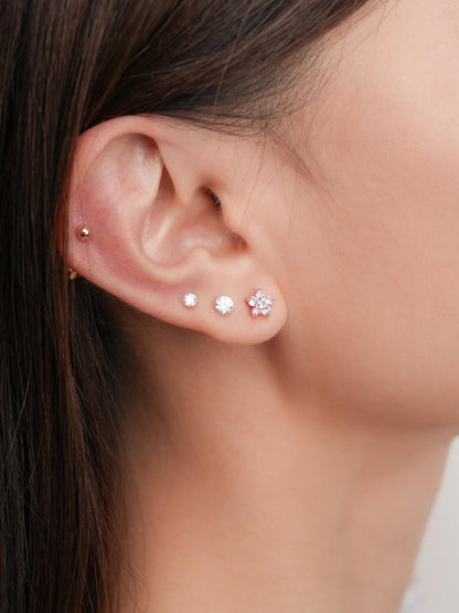 Blush Blossom Stud Earrings S925 Silver Rhodium (3) – Mondays Made Flower & Birthstone Jewelry Singapore