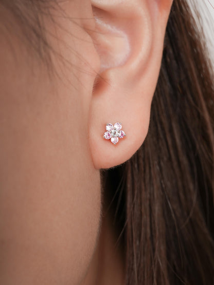 Blush Blossom Stud Earrings S925 Silver Rhodium (2) – Mondays Made Flower & Birthstone Jewelry Singapore