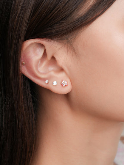 Blush Blossom Stud Earrings 18K Gold (3) – Mondays Made Flower & Birthstone Jewelry Singapore