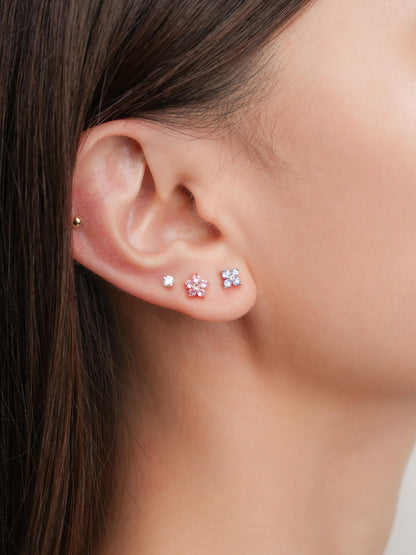 Blush Periwinkle Blossom Stud Earrings (1) – Mondays Made Flower & Birthstone Jewelry Singapore