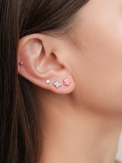 Blush Periwinkle Blossom Stud Earrings (3) – Mondays Made Flower & Birthstone Jewelry Singapore