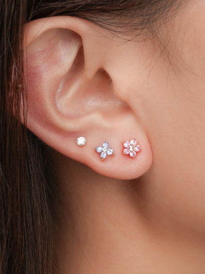 Blush Periwinkle Blossom Stud Earrings (4) – Mondays Made Flower & Birthstone Jewelry Singapore