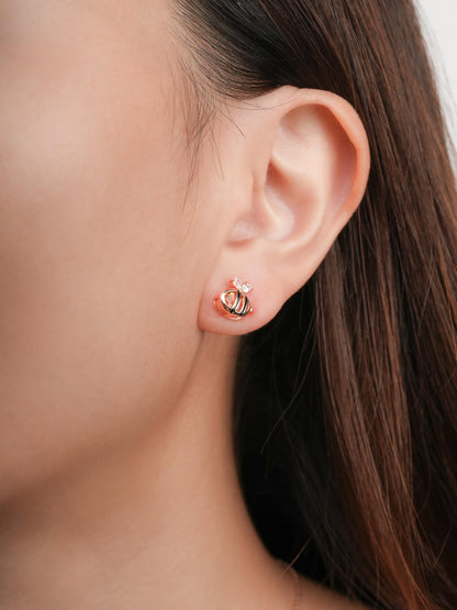 Citrine Bee Stud Earrings 18K Rose Gold (3) – Mondays Made Flower & Birthstone Jewelry Singapore