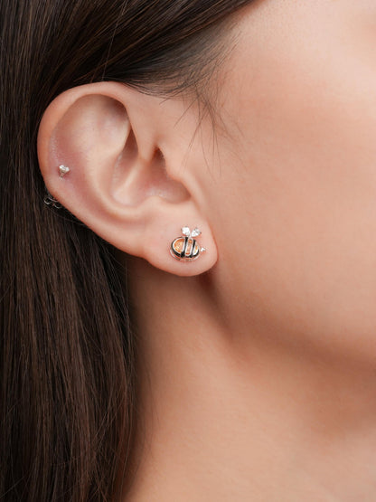 Citrine Bee Stud Earrings S925 Silver Rhodium (4) – Mondays Made Flower & Birthstone Jewelry Singapore