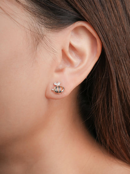 Citrine Bee Stud Earrings S925 Silver Rhodium (5) – Mondays Made Flower & Birthstone Jewelry Singapore