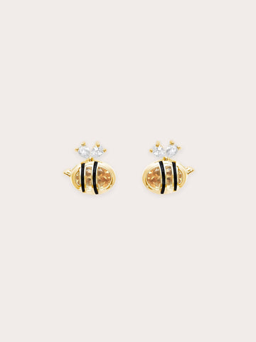 Citrine Bee Stud Earrings 18K Gold (1) – Mondays Made Flower & Birthstone Jewelry Singapore