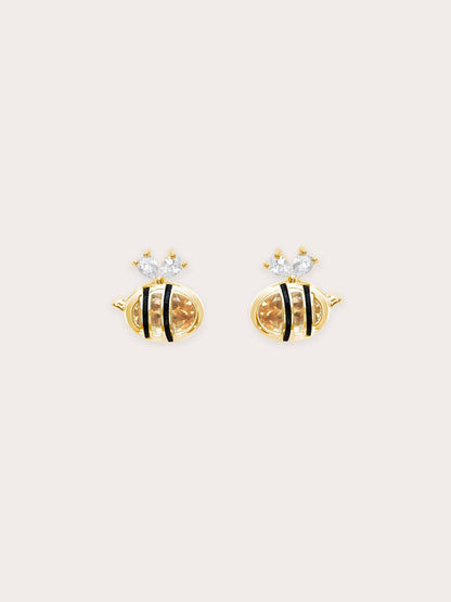 Citrine Bee Stud Earrings 18K Gold (1) – Mondays Made Flower & Birthstone Jewelry Singapore