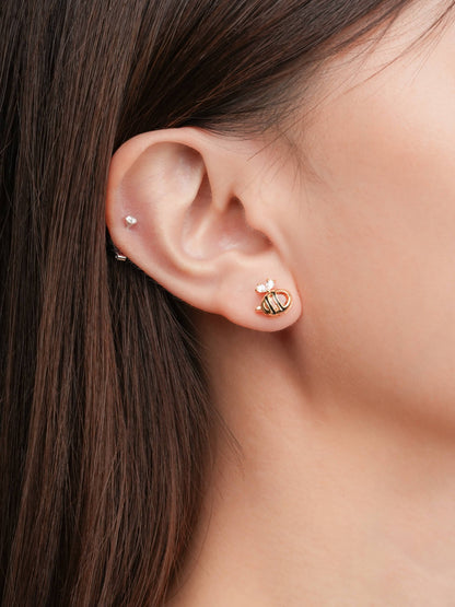 Citrine Bee Stud Earrings 18K Gold (3) – Mondays Made Flower & Birthstone Jewelry Singapore