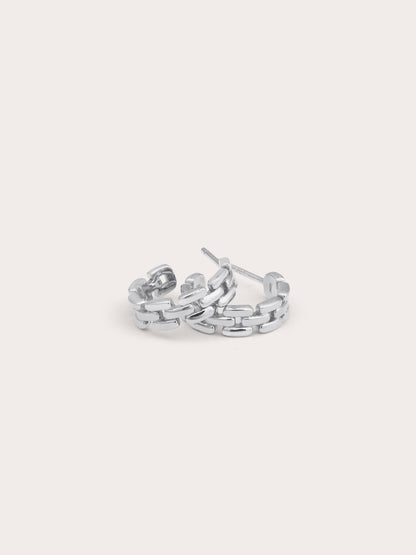 Classic Watch Chain Hoop S925 Silver Rhodium Close Up – Mondays Made Flower & Birthstone Jewelry Singapore