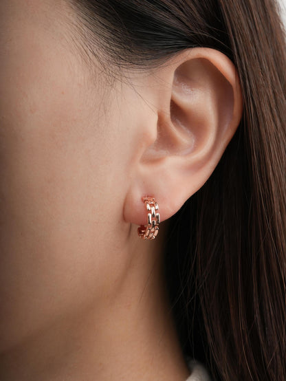 Classic Watch Link Hoop Earrings 18K Rose Gold (4) – Mondays Made Flower & Birthstone Jewelry Singapore
