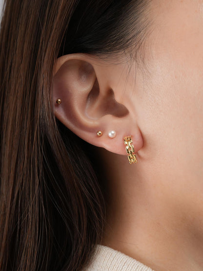 Classic Watch Link Hoop Earrings 18K Gold (3) – Mondays Made Flower & Birthstone Jewelry Singapore