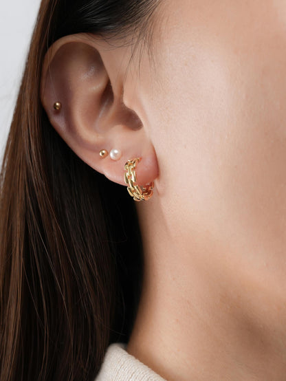 Classic Watch Link Hoop Earrings 18K Gold (2) – Mondays Made Flower & Birthstone Jewelry Singapore