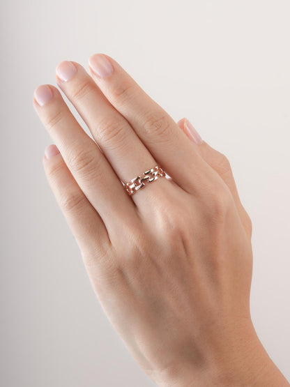Classic Watch Link Ring 18K Rose Gold (5) – Mondays Made Flower & Birthstone Jewelry Singapore