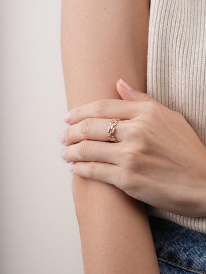 Classic Watch Link Ring 18K Rose Gold (7) – Mondays Made Flower & Birthstone Jewelry Singapore