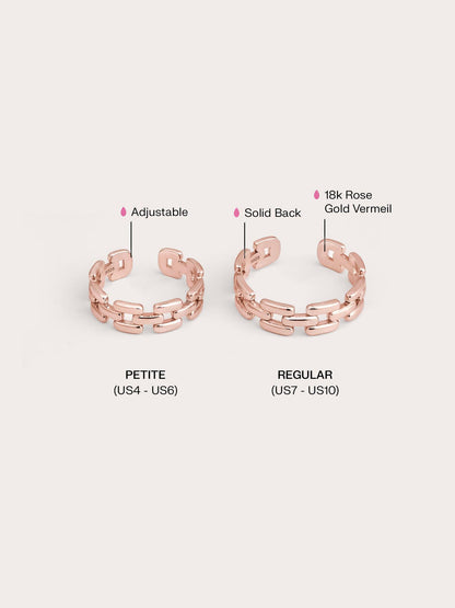 Classic Watch Ring 18K Rose Gold Big Small (2) – Mondays Made Flower & Birthstone Jewelry Singapore