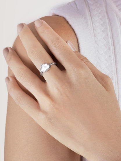 Cloud Ring S925 Silver Rhodium (3) – Mondays Made Flower & Birthstone Jewelry Singapore