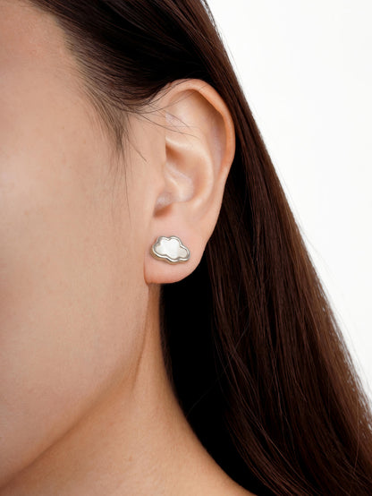 Cloud Studs S925 Silver Rhodium S1ps – Mondays Made Flower & Birthstone Jewelry Singapore
