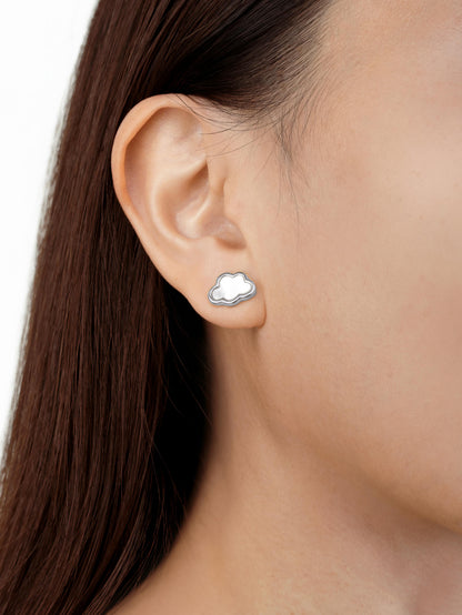 Cloud Studs S925 Silver Rhodium S2ps – Mondays Made Flower & Birthstone Jewelry Singapore