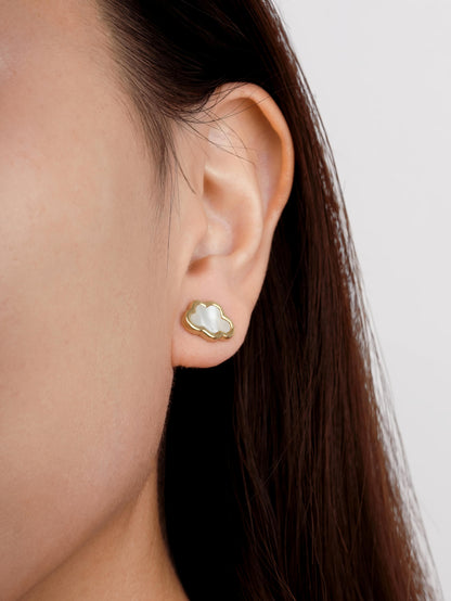 Cloud Studs 18K Gold S1ps – Mondays Made Flower & Birthstone Jewelry Singapore