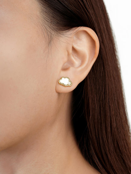 Cloud Studs 18K Gold S2ps – Mondays Made Flower & Birthstone Jewelry Singapore