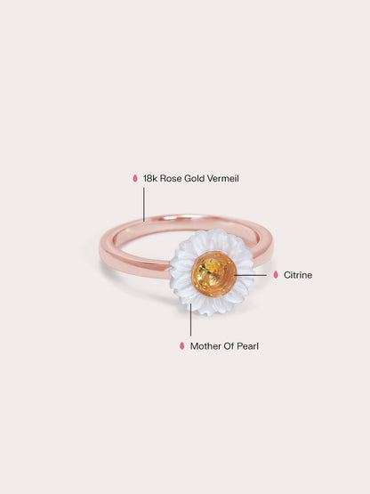 Daisy Ring 18K Rose Gold Side – Mondays Made Flower & Birthstone Jewelry Singapore