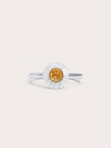 Daisy Ring S925 Silver Rhodium (1) – Mondays Made Flower & Birthstone Jewelry Singapore
