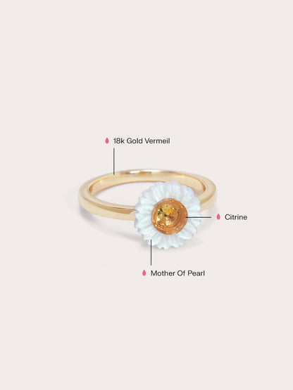 Daisy Ring 18K Gold Side – Mondays Made Flower & Birthstone Jewelry Singapore