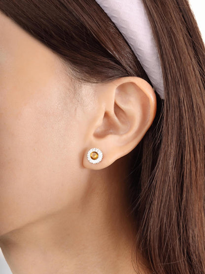 Daisy Studs S925 Silver Rhodium S2v2ps – Mondays Made Flower & Birthstone Jewelry Singapore