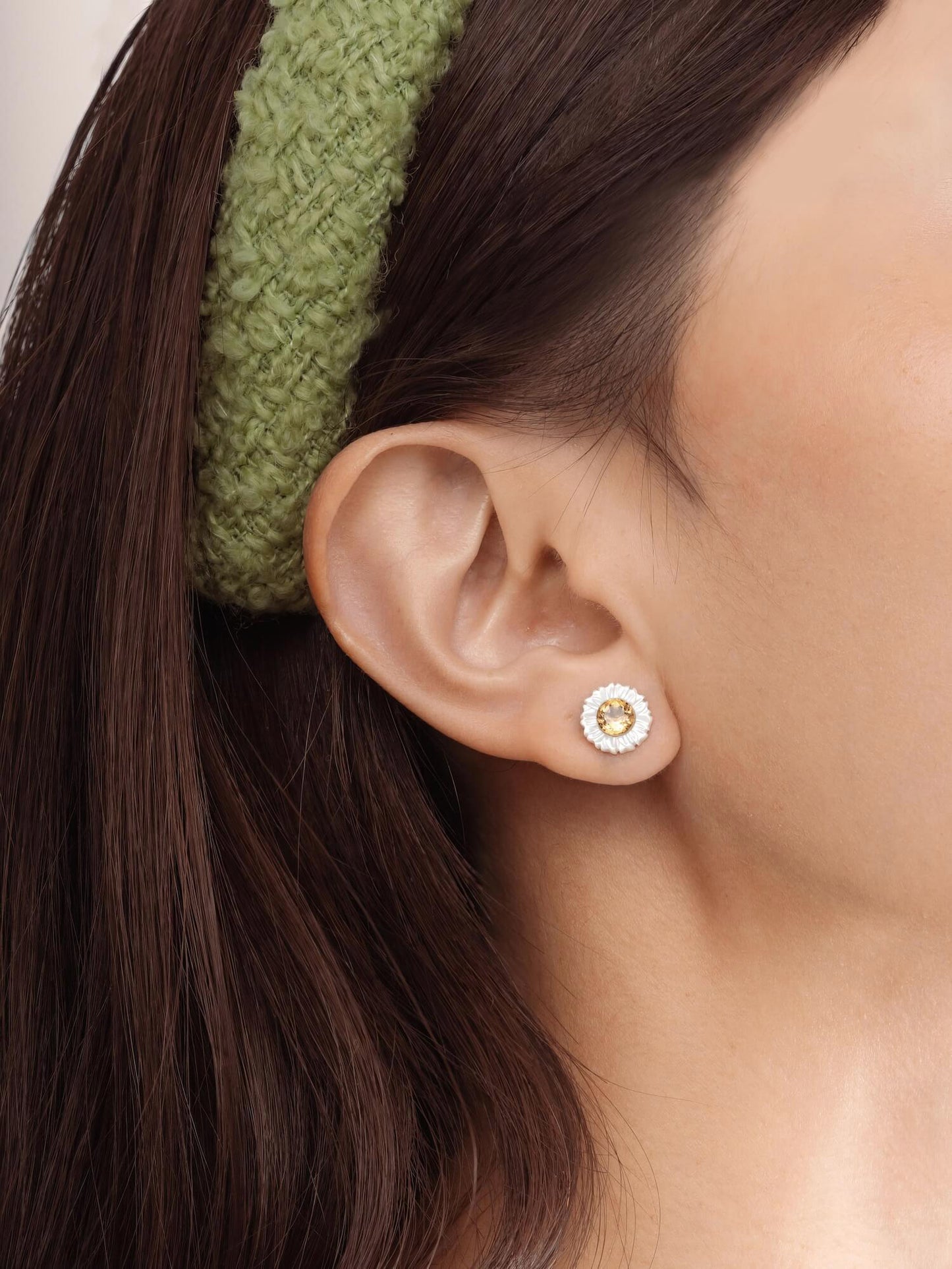 Carved Daisy Stud Earrings