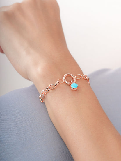 December Birthstone Charm Turquoise 18K Rose Gold (2) – Mondays Made Flower & Birthstone Jewelry Singapore