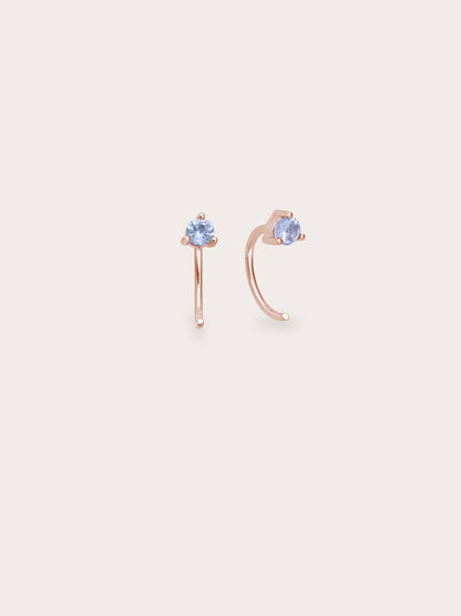 December Birthstone Hoops Tanzanite 18K Rose Gold (1) – Mondays Made Flower & Birthstone Jewelry Singapore