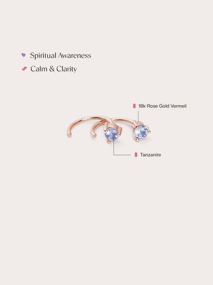 December Birthstone Hoops Tanzanite 18K Rose Gold (2) – Mondays Made Flower & Birthstone Jewelry Singapore