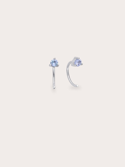 December Birthstone Hoops Tanzanite S925 Silver Rhodium (1) – Mondays Made Flower & Birthstone Jewelry Singapore