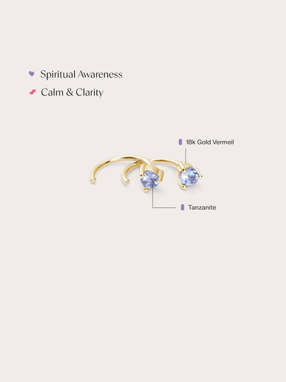 December Birthstone Hoops Tanzanite 18K Gold (2) – Mondays Made Flower & Birthstone Jewelry Singapore