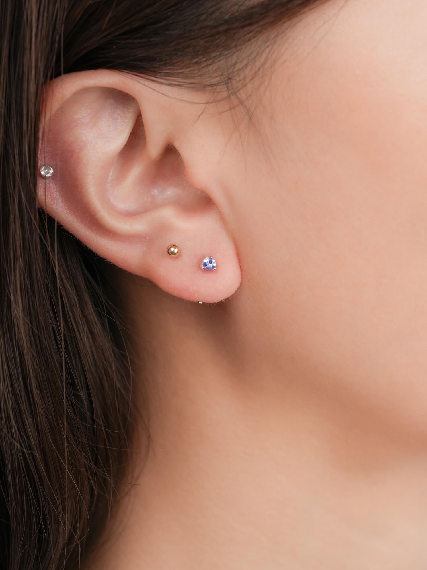 December Birthstone Mini Hoop Earrings - Tanzanite in S925 Rhodium Vermeil from Mondays Made