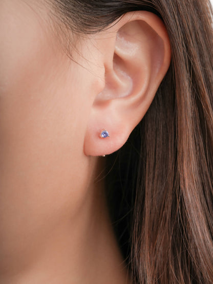 December Birthstone Mini Hoop Earrings Tanzanite S925 Silver Rhodium (1) – Mondays Made Flower & Birthstone Jewelry Singapore