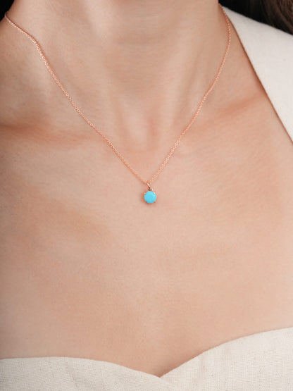 December Birthstone Necklace Turquoise 18K Rose Gold (2) – Mondays Made Flower & Birthstone Jewelry Singapore