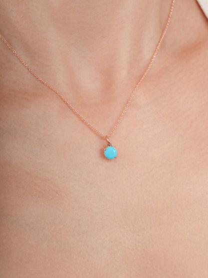 December Birthstone Necklace Turquoise 18K Rose Gold (3) – Mondays Made Flower & Birthstone Jewelry Singapore