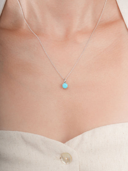 December Birthstone Necklace Turquoise S925 Silver Rhodium (2) – Mondays Made Flower & Birthstone Jewelry Singapore